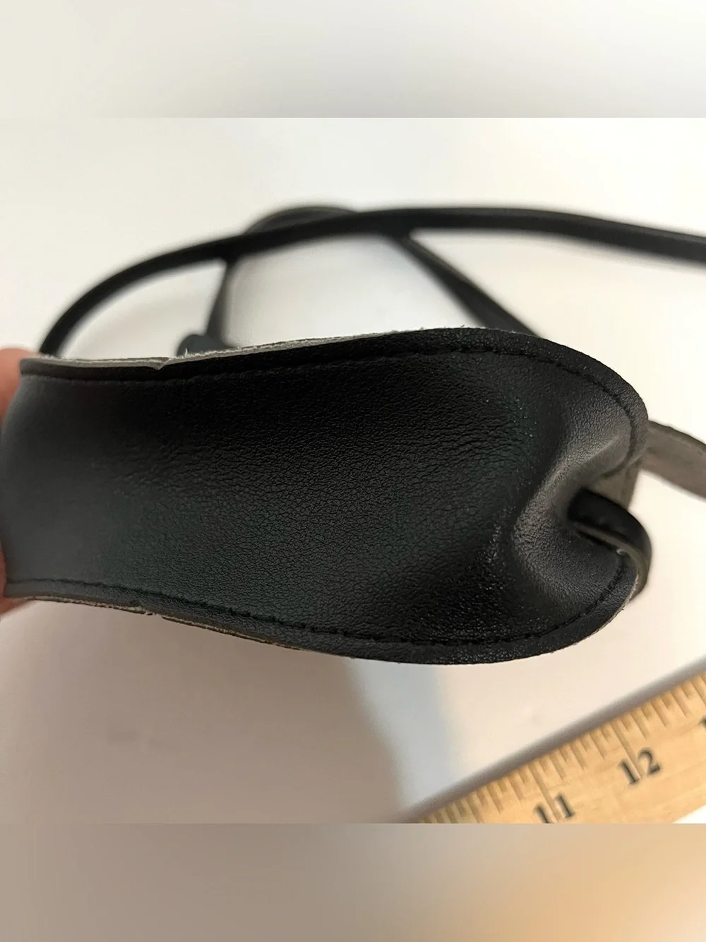 Black Leather Mouse Mini Crossbody Bag with Red Bow